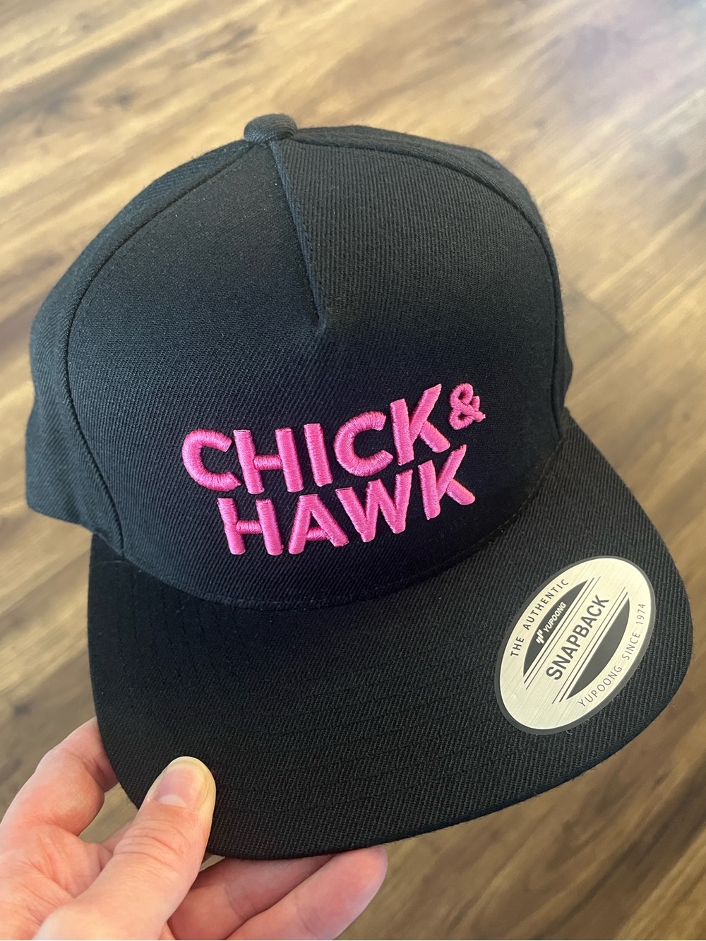 Tony Hawk’s Chicken Shop ‘Chick & Hawk’ Black and Pink Embroidered Snapback Hat
